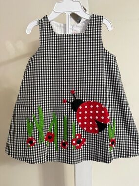 New Sophia Rose Gingham Ladybug Dress & Diaper Cover